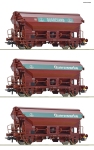 Roco 77052 - H0 - 3-tlg. Set Schwenkdachwagen Tdgs, DB, Ep. IV